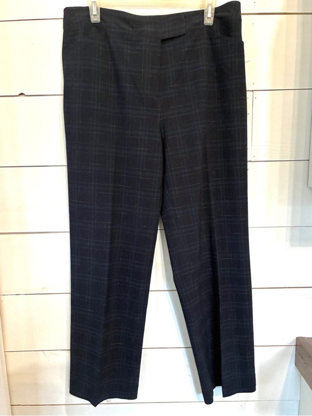 David Brooks Navy Trousers with Green and Light Blue Plaid Size 12